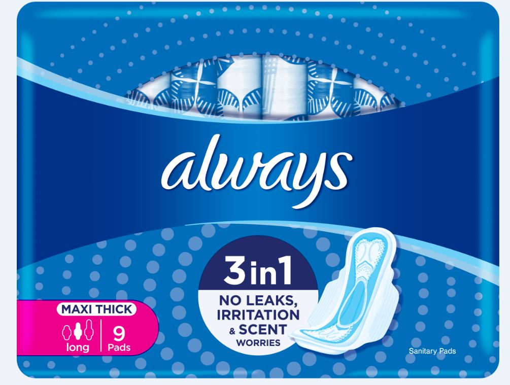 Always Sanitary Pads Maxi Super Plus Long - 9.0'S - Case 24