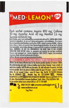 Med Lemon Cold and Flu Hot Medication - 5.8g - Shrink Wrap 72