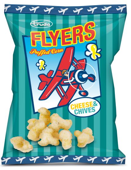 Flyers Puffed Corn Cheese and Chives - 100.0g - Case 16